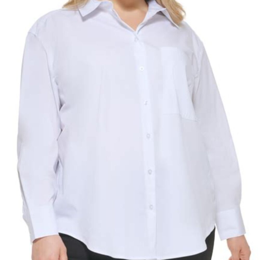 Calvin Klein Jeans Trendy Plus Size Boyfriend Shirt White Size 1X    6408